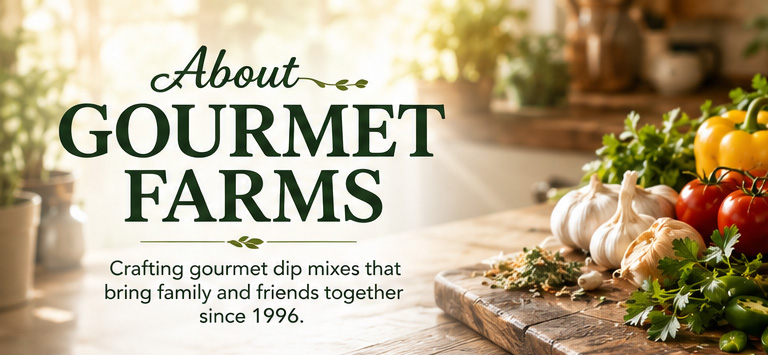 Gourmet Farms dip mix ingredients on a kitchen counter