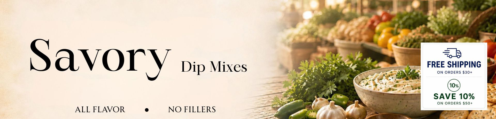 Gourmet farms savory dips with hers and veggies